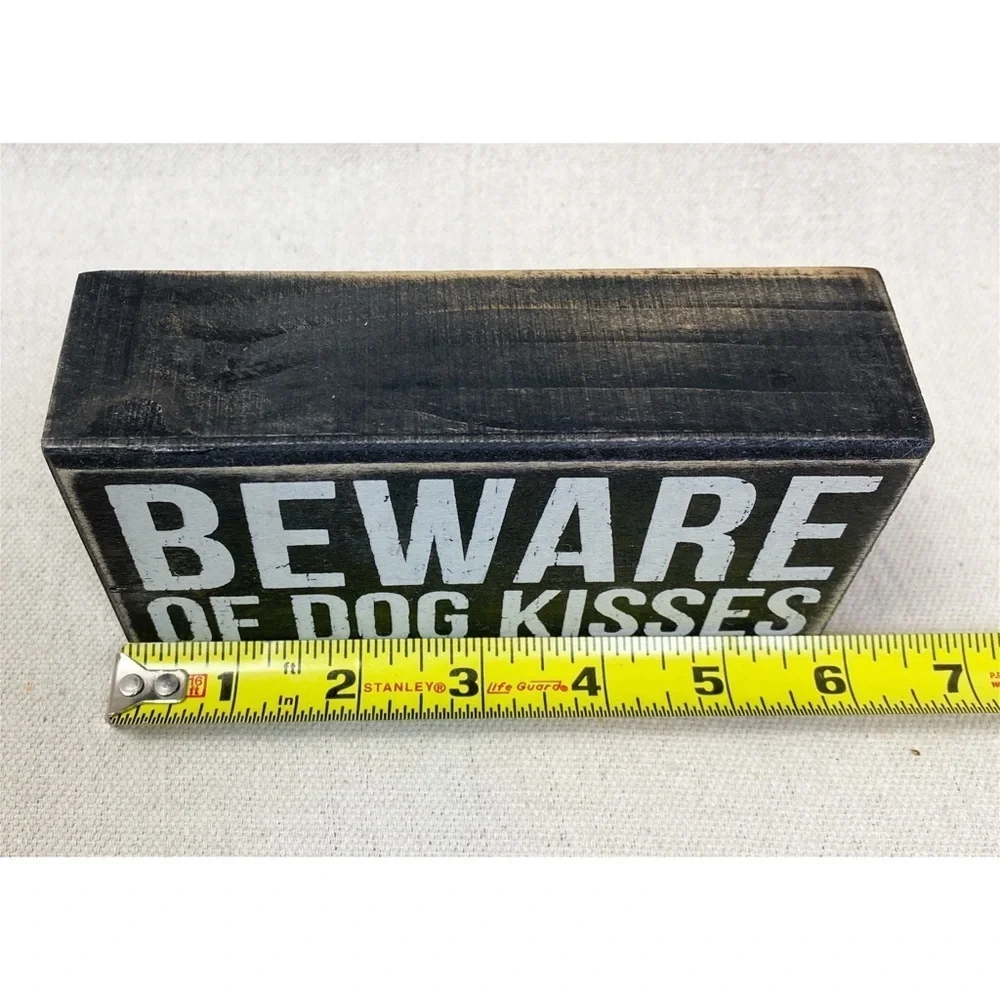 ✨Beware of dog kisses wooden box sign decor wall